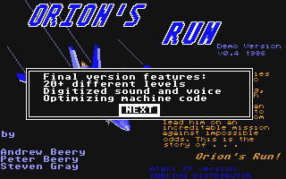 Orion's Run atari screenshot